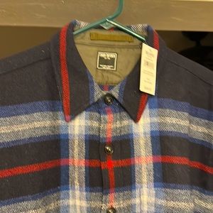 Blue oversized wool shirt jacket